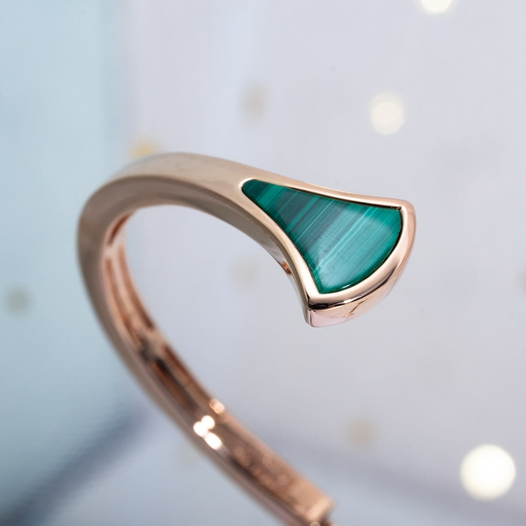 [Auream]DREAM BRACELET OPEN MALACHITE PINK GOLD