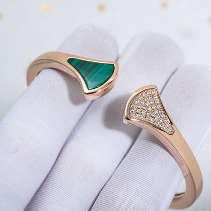 [Auream]DREAM BRACELET OPEN MALACHITE PINK GOLD