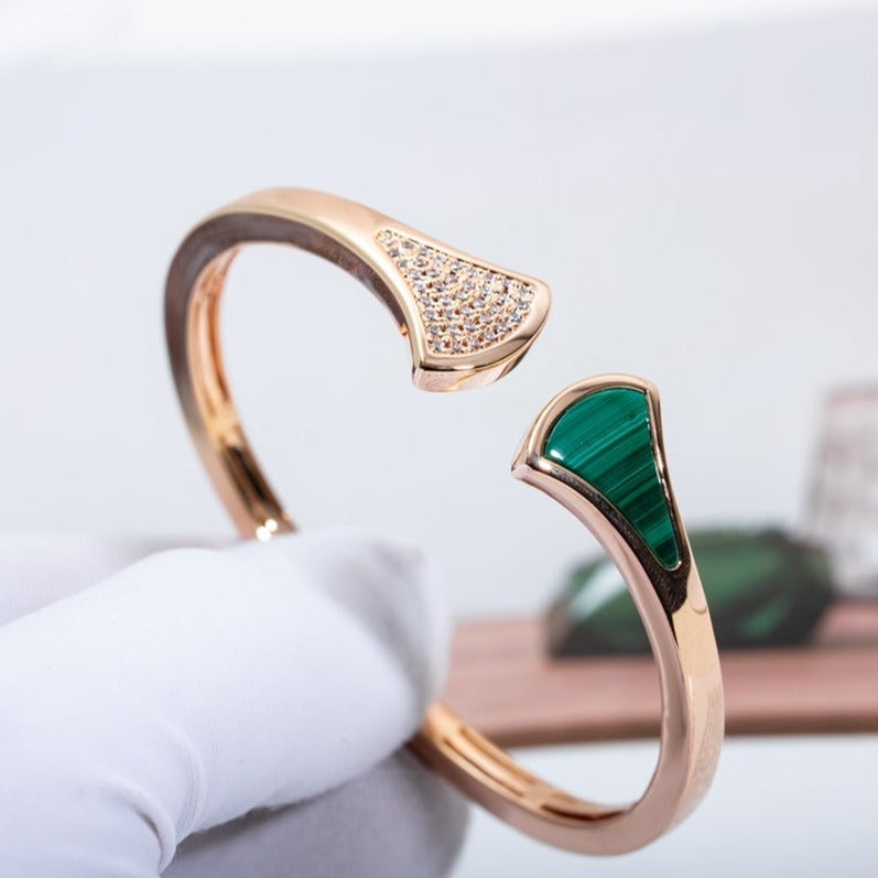 [Auream]DREAM BRACELET OPEN MALACHITE PINK GOLD