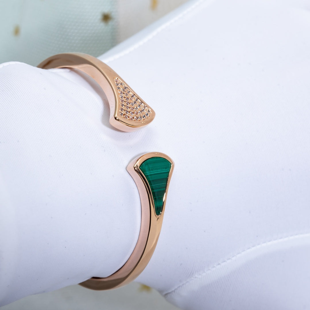 [Auream]DREAM BRACELET OPEN MALACHITE PINK GOLD