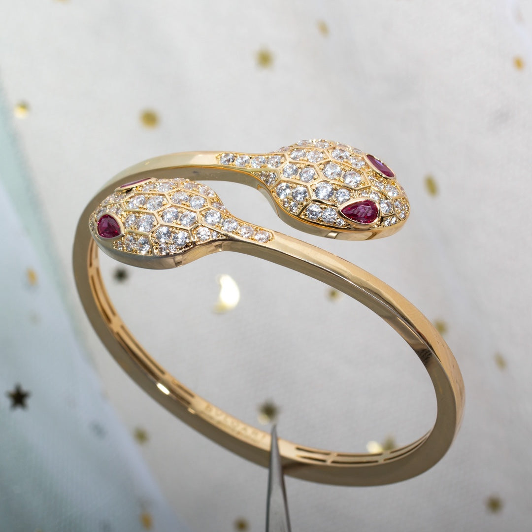 [Auream]SERPENTI BRACELET PINK GOLD DIAMOND DOUBLE SNAKE