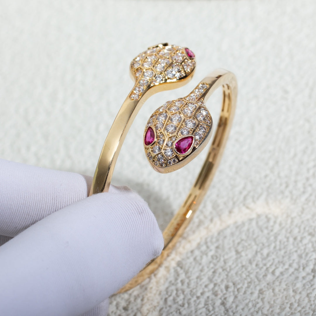 [Auream]SERPENTI BRACELET PINK GOLD DIAMOND DOUBLE SNAKE