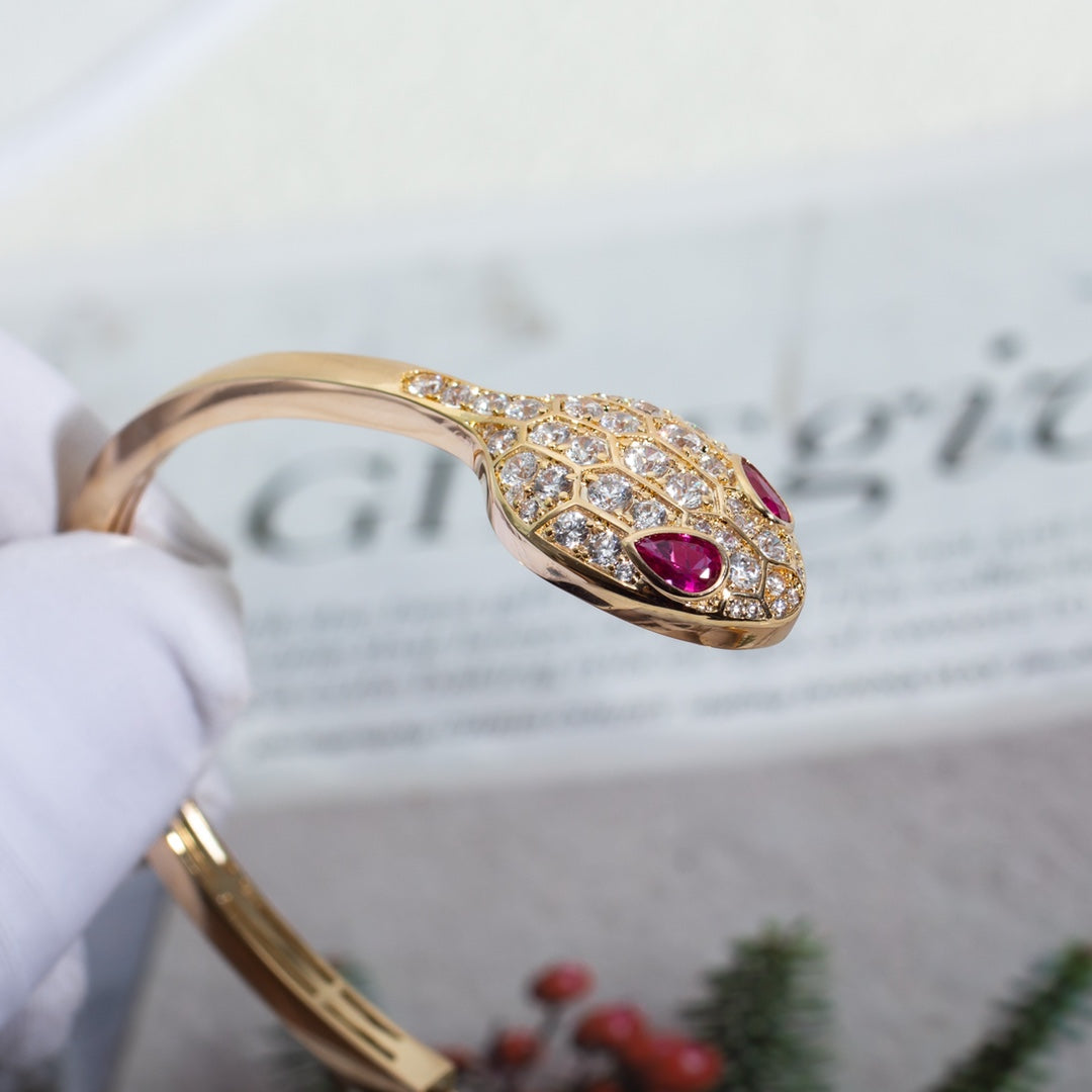 [Auream]SERPENTI BRACELET PINK GOLD DIAMOND DOUBLE SNAKE