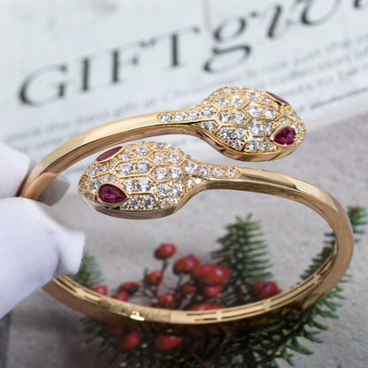 [Auream]SERPENTI BRACELET PINK GOLD DIAMOND DOUBLE SNAKE