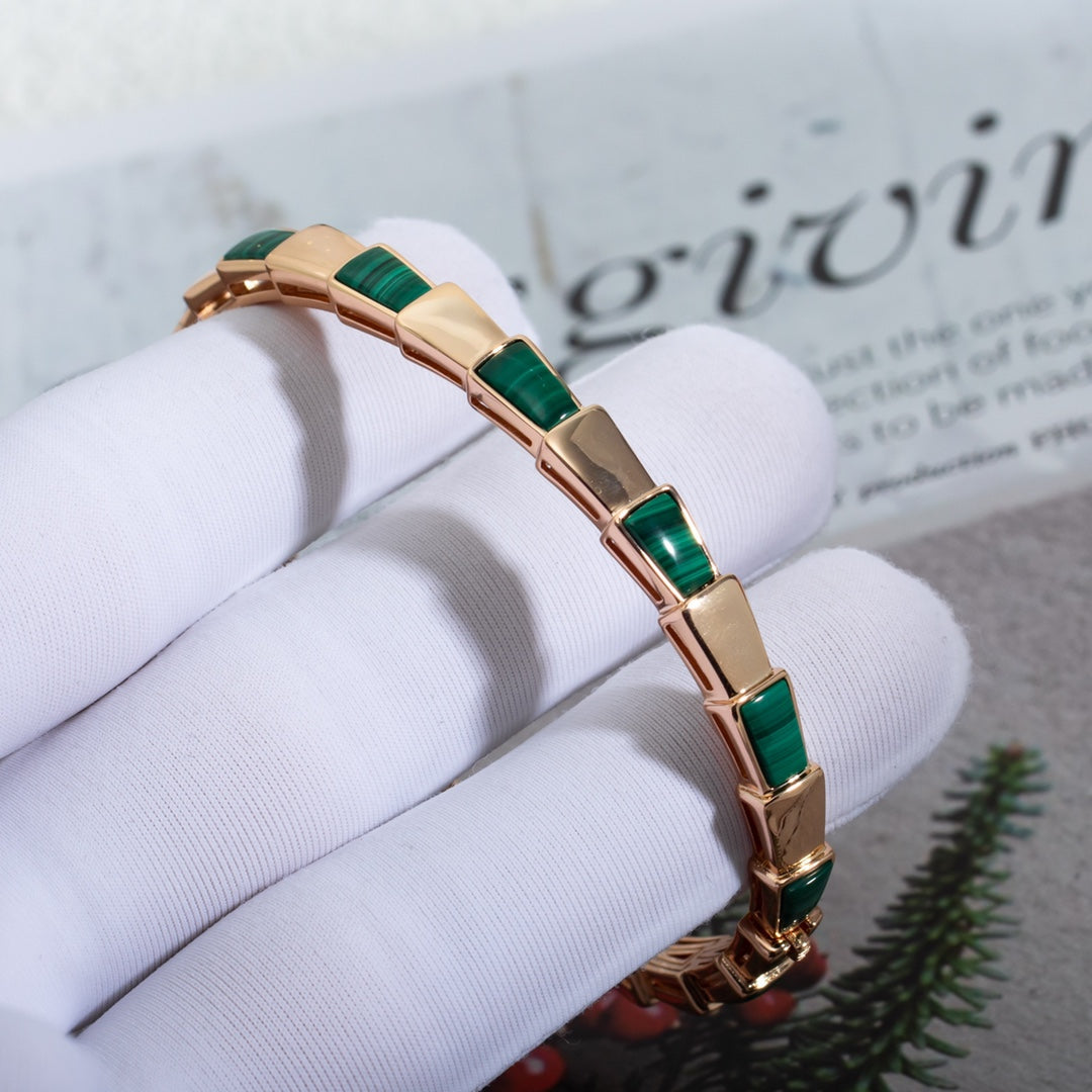 [Auream]SERPENTI BRACELET PINK GOLD MALACHITE