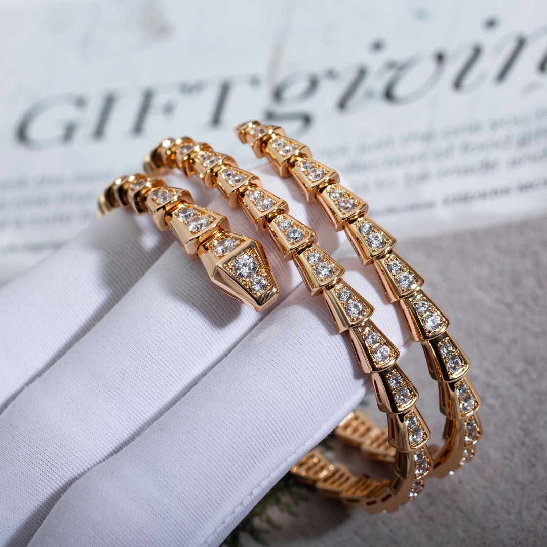 [Auream]SERPENTI BRACELET PINK GOLD DIAMOND DOUBLE ROW