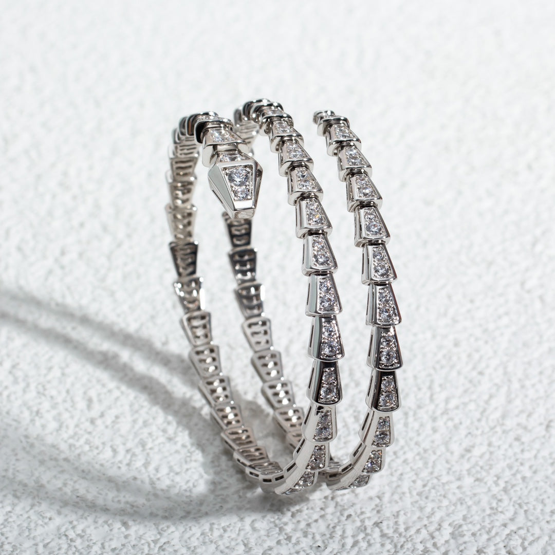 [Auream]SERPENTI BRACELET SILVER DIAMOND DOUBLE ROW
