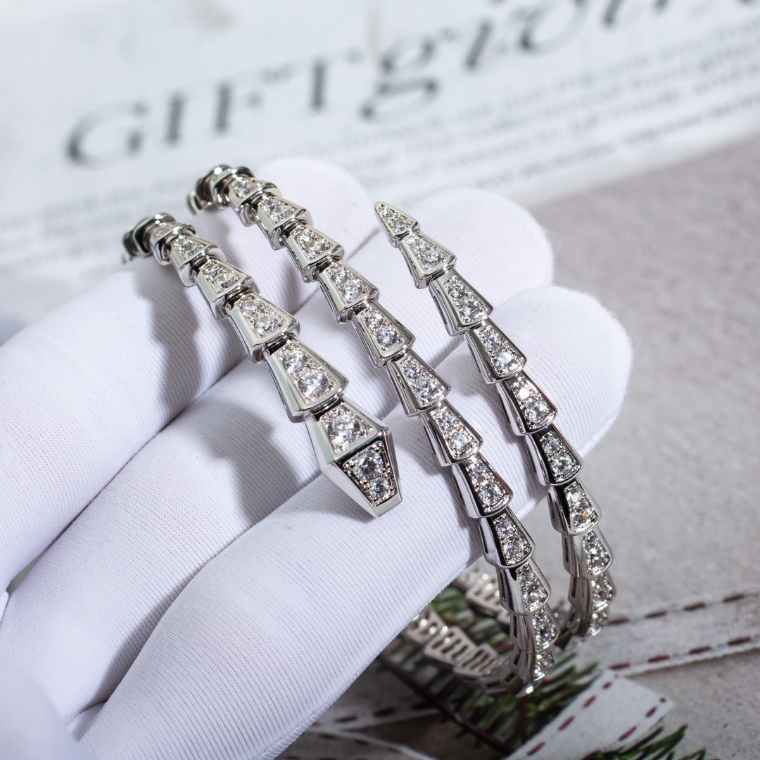 [Auream]SERPENTI BRACELET SILVER DIAMOND DOUBLE ROW