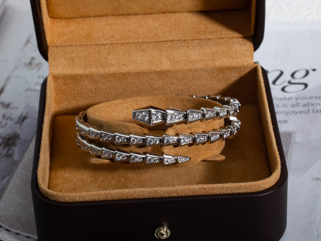 [Auream]SERPENTI BRACELET SILVER DIAMOND DOUBLE ROW