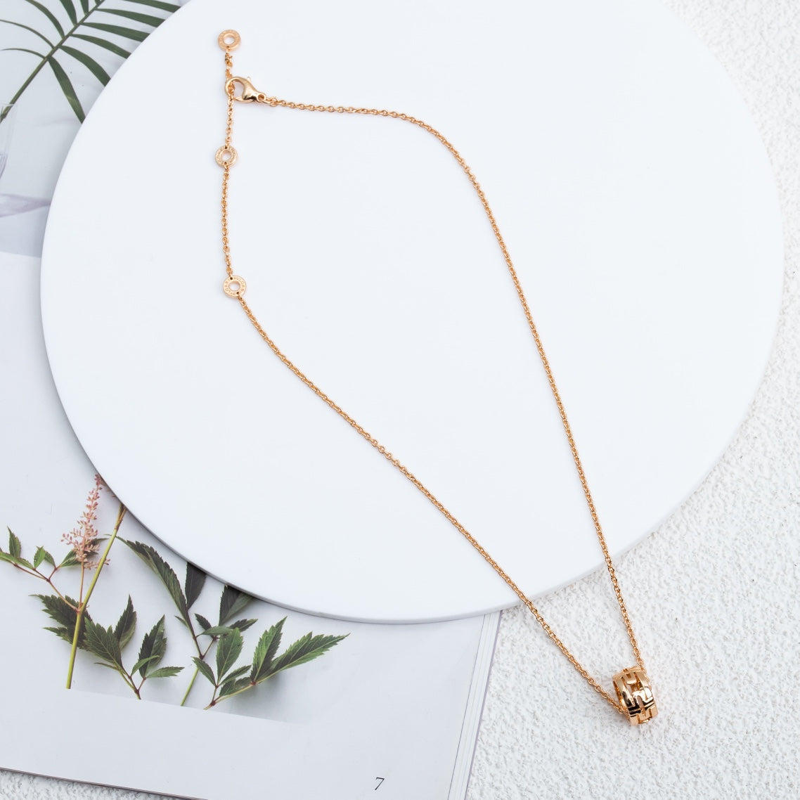 [Auream]PARENTESI NECKLACE PINK GOLD