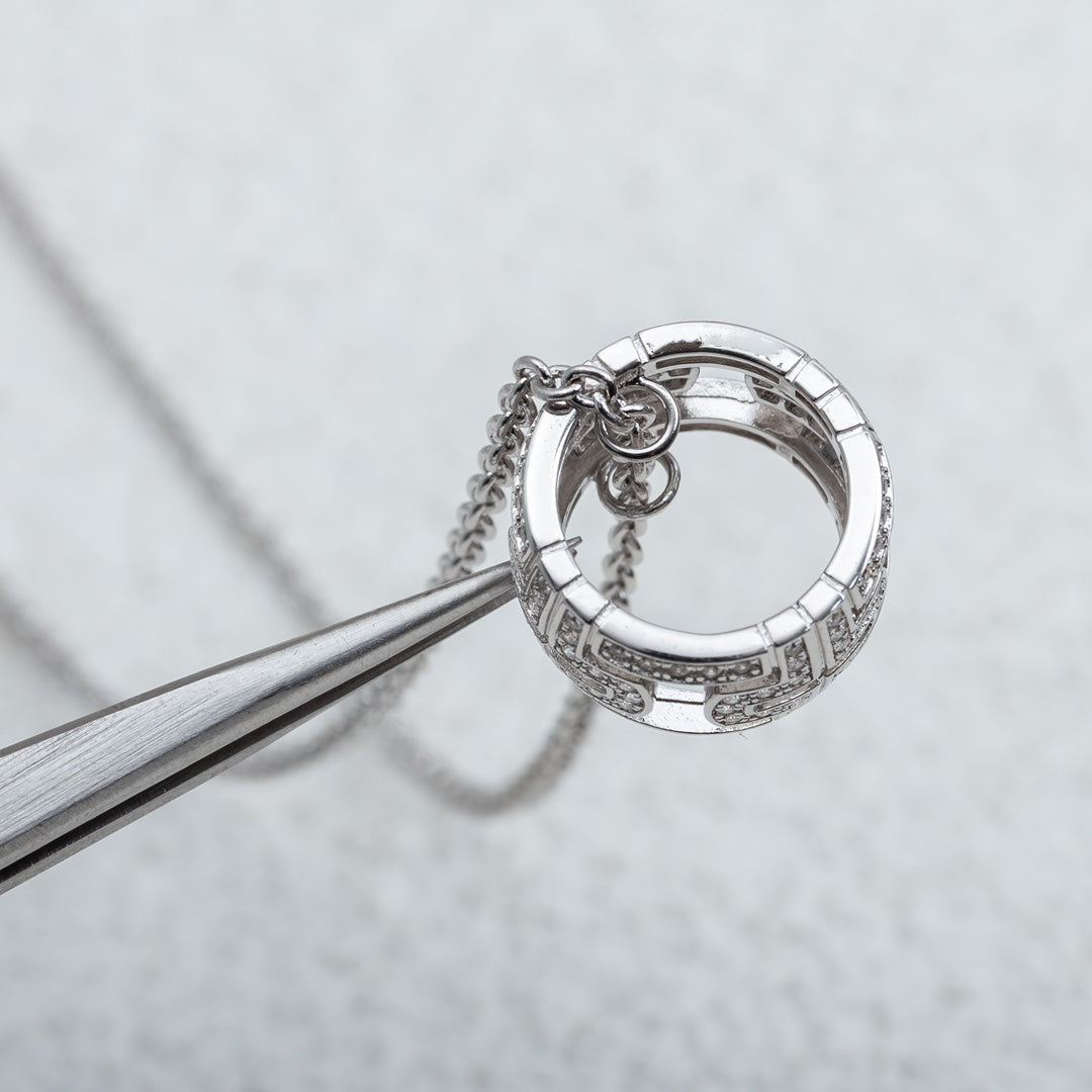 [Auream]PARENTESI NECKLACE SILVER DIAMOND