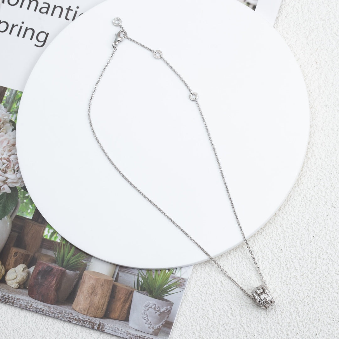 [Auream]PARENTESI NECKLACE SILVER DIAMOND