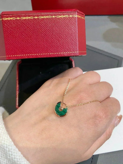 [Auream]AMULETTE ROSE GOLD MALACHITE NECKLACE