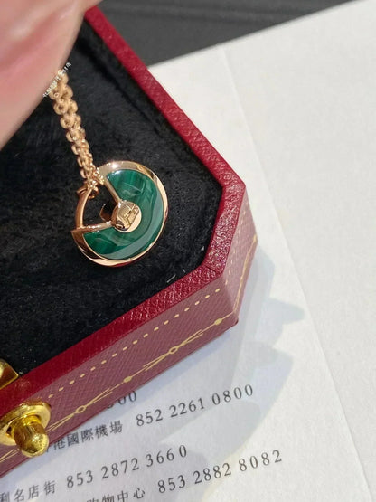 [Auream]AMULETTE ROSE GOLD MALACHITE NECKLACE