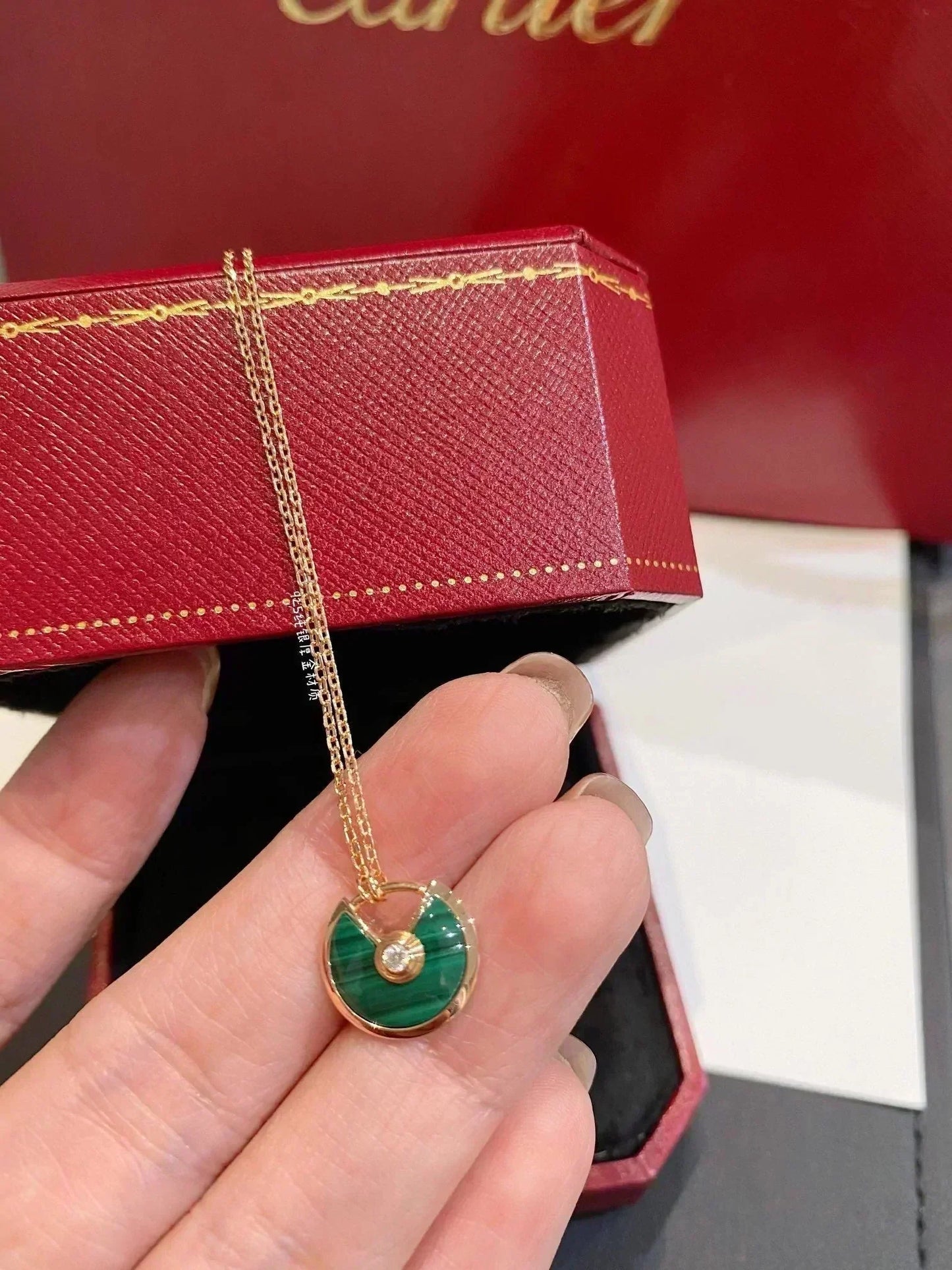 [Auream]AMULETTE ROSE GOLD MALACHITE NECKLACE