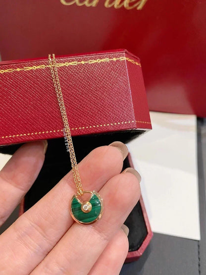 [Auream]AMULETTE ROSE GOLD MALACHITE NECKLACE