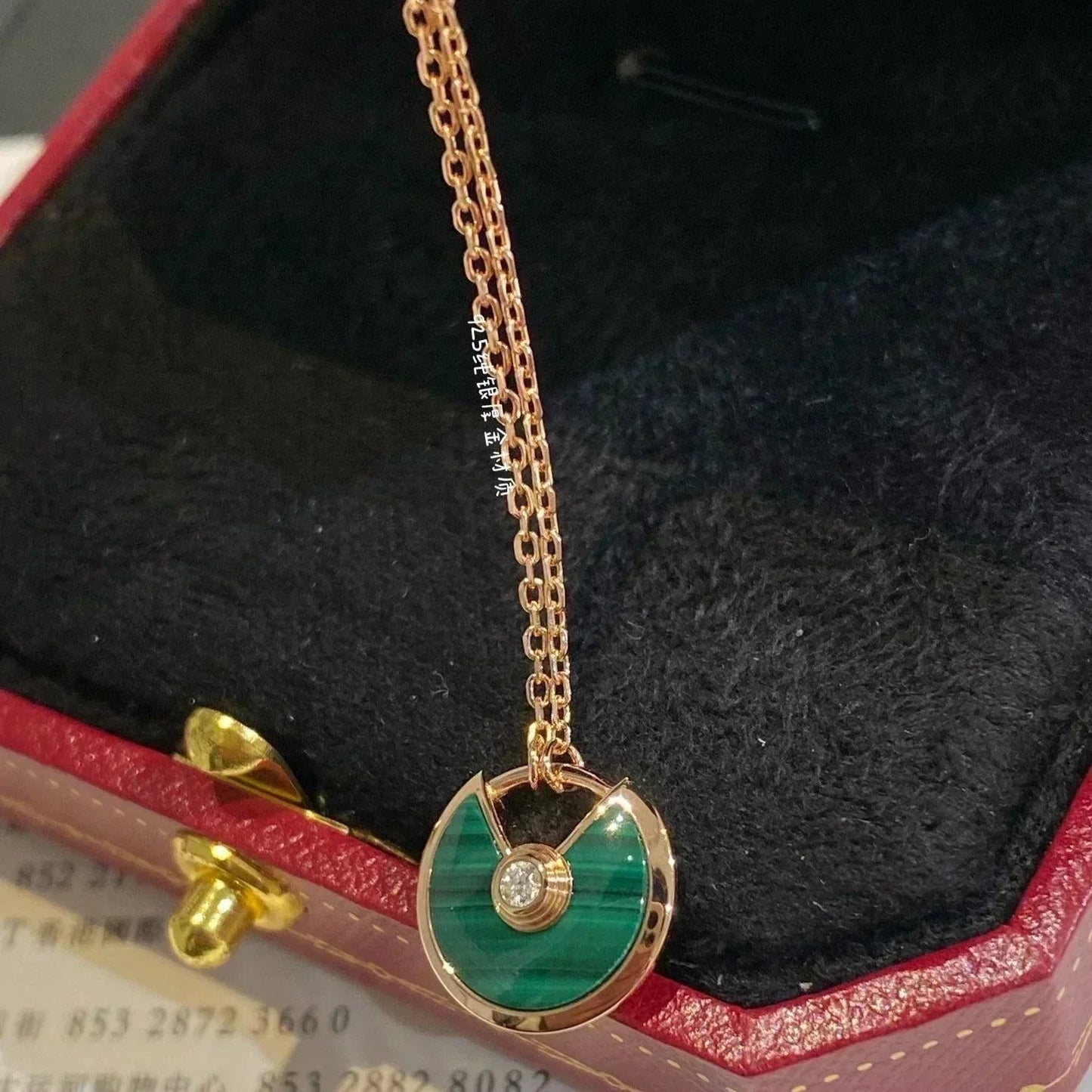 [Auream]AMULETTE ROSE GOLD MALACHITE NECKLACE