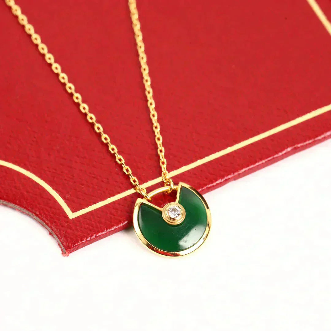 [Auream]AMULETTE GOLD MALACHITE NECKLACE