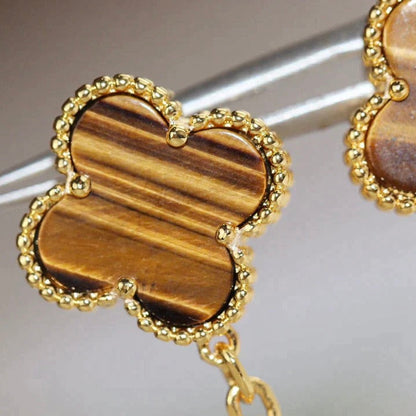 [Auream]CLOVER  2 MOTIF  TIGER EYE CARNELIAN EARRINGS