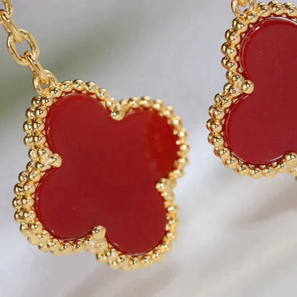 [Auream]CLOVER  2 MOTIF  TIGER EYE CARNELIAN EARRINGS