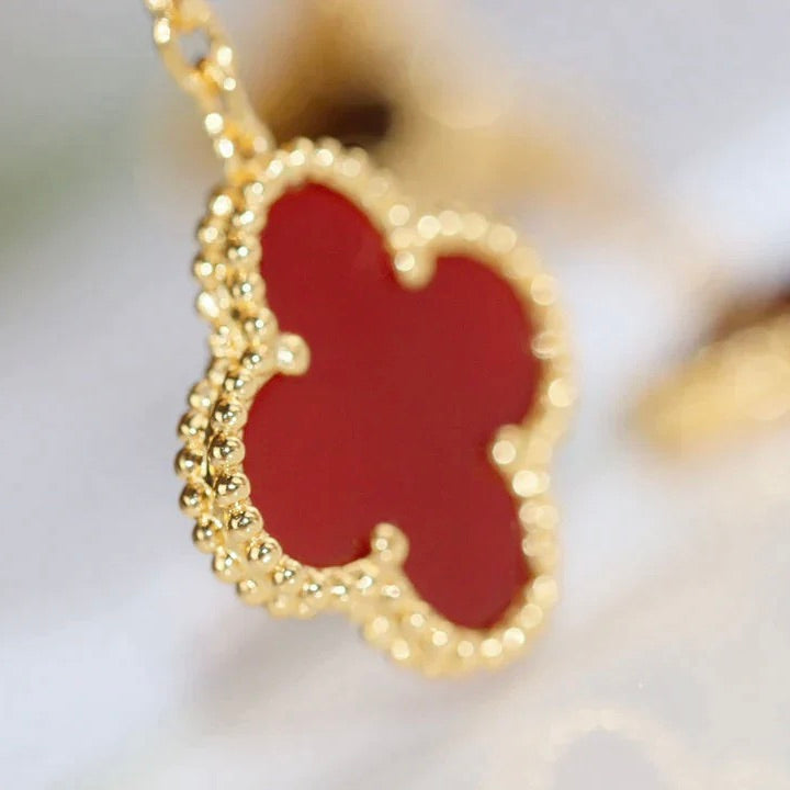 [Auream]CLOVER  2 MOTIF  TIGER EYE CARNELIAN EARRINGS