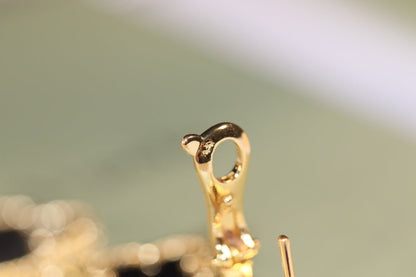 [Auream]CLOVER EARRINGS GOLD ONYX MOP 3 MOTIF
