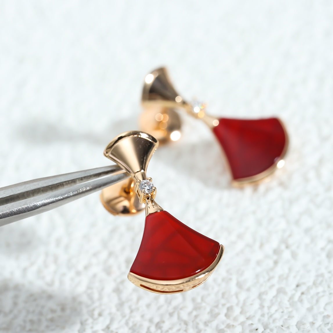 [Auream]DREAM Carnelian PINK GOLD EARRINGS