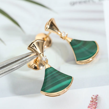 [Auream]DREAM MALACHITE PINK GOLD EARRINGS