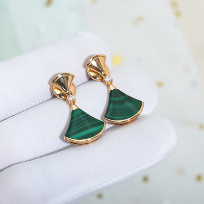 [Auream]DREAM MALACHITE PINK GOLD EARRINGS