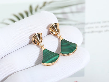 [Auream]DREAM MALACHITE PINK GOLD EARRINGS