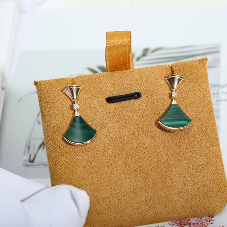 [Auream]DREAM MALACHITE PINK GOLD EARRINGS