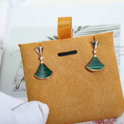 [Auream]DREAM MALACHITE PINK GOLD EARRINGS