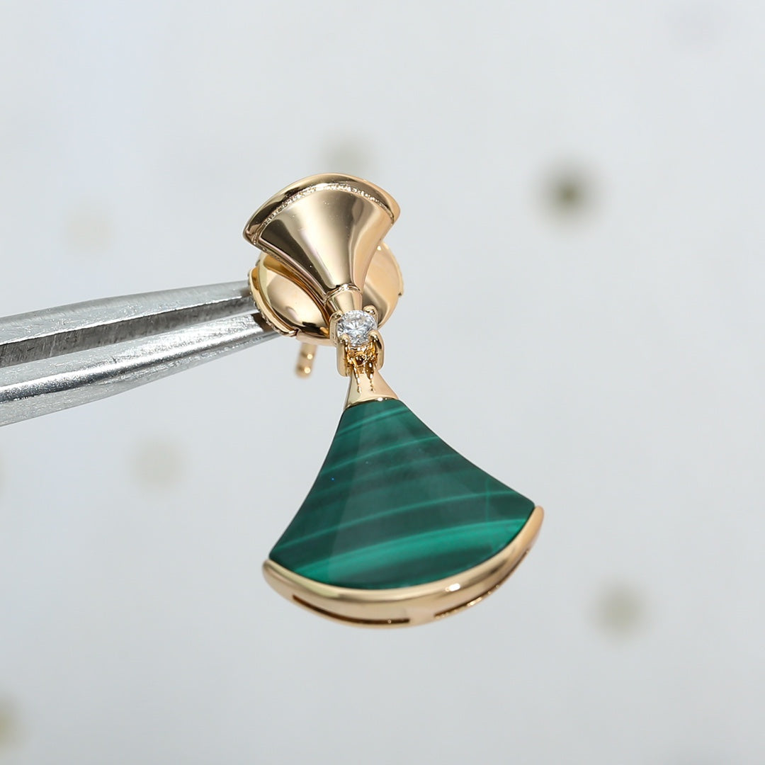 [Auream]DREAM MALACHITE PINK GOLD EARRINGS