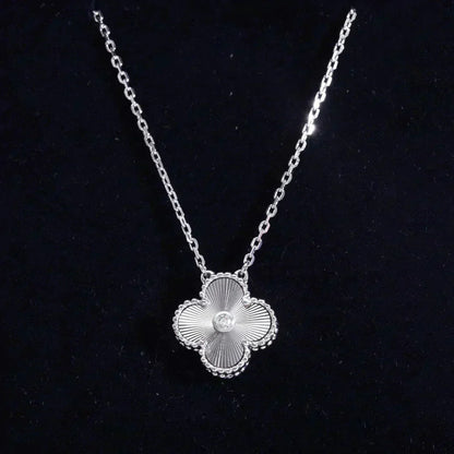 [Auream]CLOVER  15MM DIAMOND LASER NECKLACE SILVER