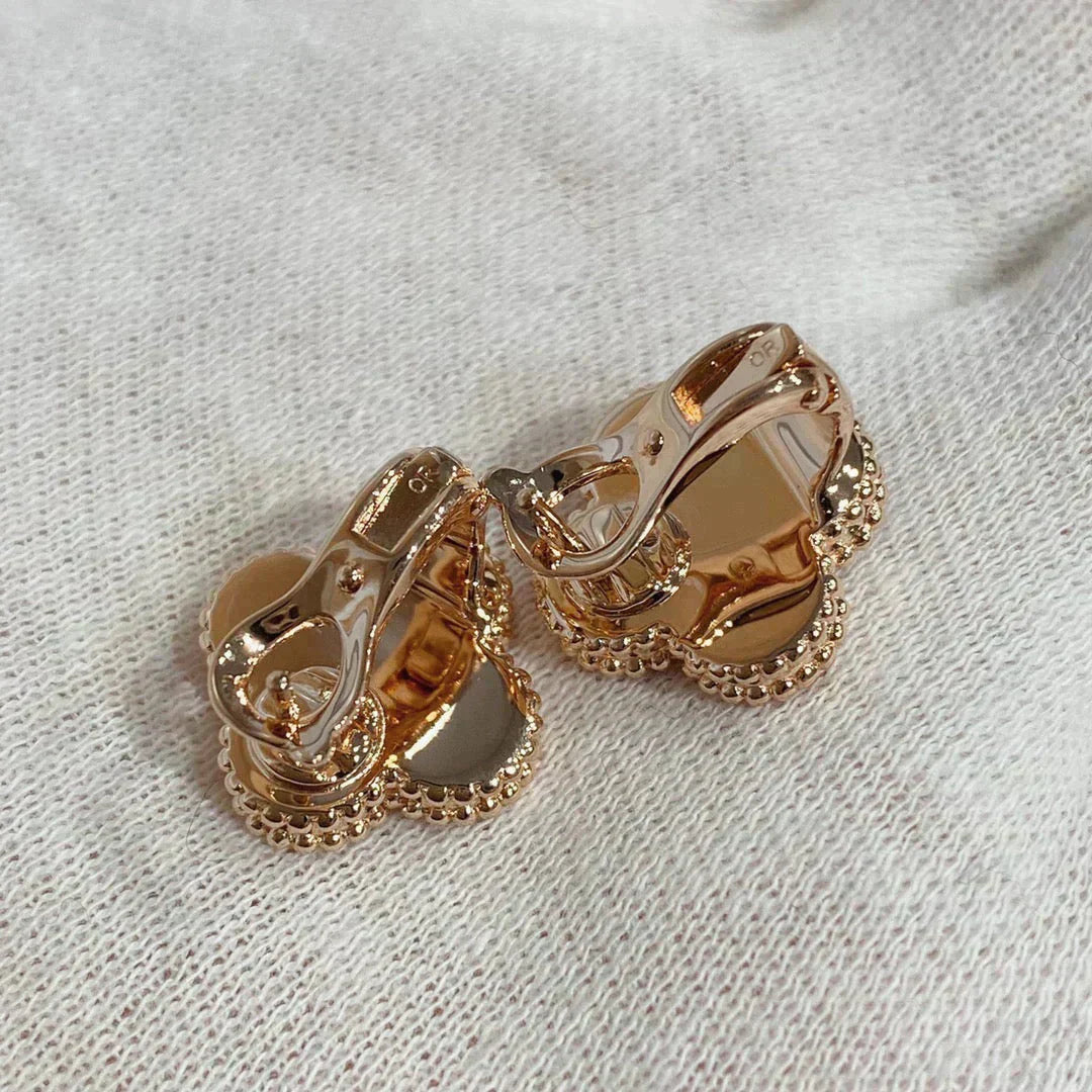 [Auream]CLOVER MEDIUM 1 MOTIFS CARNELIAN  DIAMOND earrings