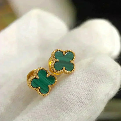 [Auream]CLOVER MINI 9.5MM MALACHITE  EARRINGS
