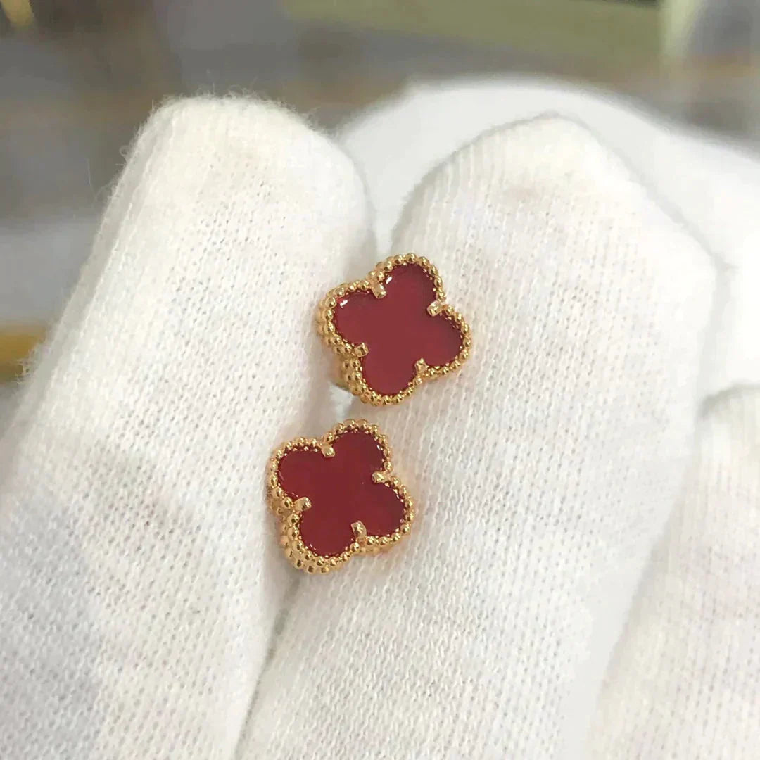 [Auream]CLOVER MINI 9.5MM CARNELIAN EARRINGS