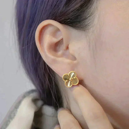 [Auream]CLOVER MEDIUM 1 MOTIFS LASER EARRINGS