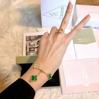 [Auream] CLOVER 5 MOTIF MALACHITE BRACELET COLLECTION