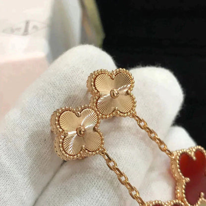 [Auream]CLOVER 2 MOTIF  LASER CARNELIAN EARRINGS