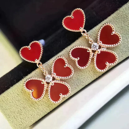 [Auream]SWEET CLOVER CARNELIAN EARRINGS