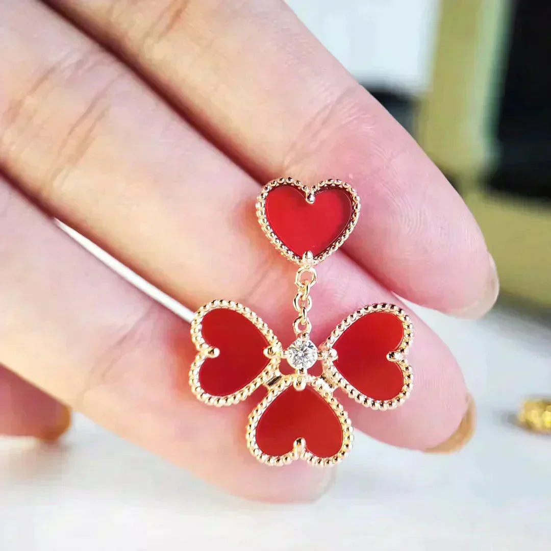 [Auream]SWEET CLOVER CARNELIAN EARRINGS
