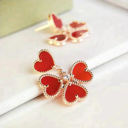 [Auream]SWEET CLOVER CARNELIAN EARRINGS