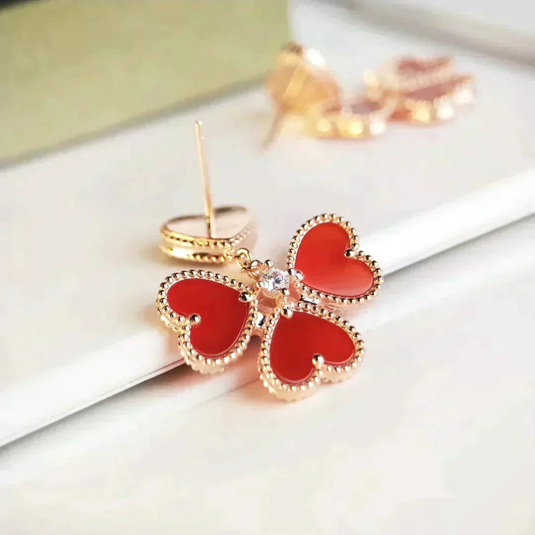 [Auream]SWEET CLOVER CARNELIAN EARRINGS
