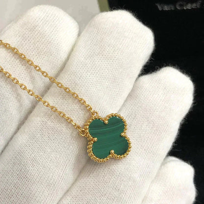 [Auream]CLOVER 15MM MALACHITE SINGLE FLOWER  NECKLACE