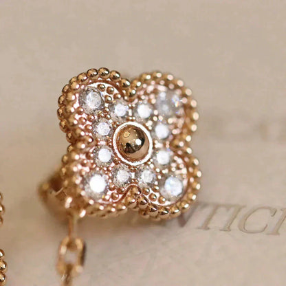 [Auream]CLOVER MEDIUM 1 MOTIFS FUll DIAMOND EARRINGS