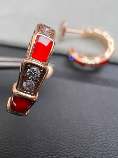 [Auream]SERPENTI CARNELIAN PINK GOLD EARRINGS