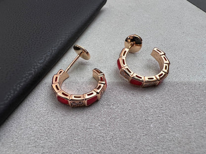 [Auream]SERPENTI CARNELIAN PINK GOLD EARRINGS