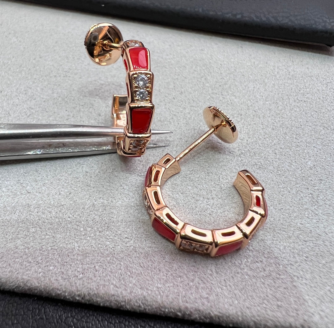 [Auream]SERPENTI CARNELIAN PINK GOLD EARRINGS