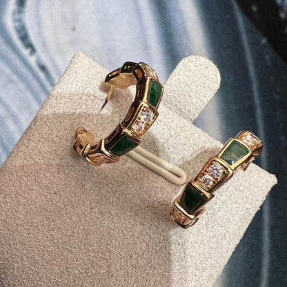 [Auream]SERPENTI MALACHITE PINK GOLD EARRINGS